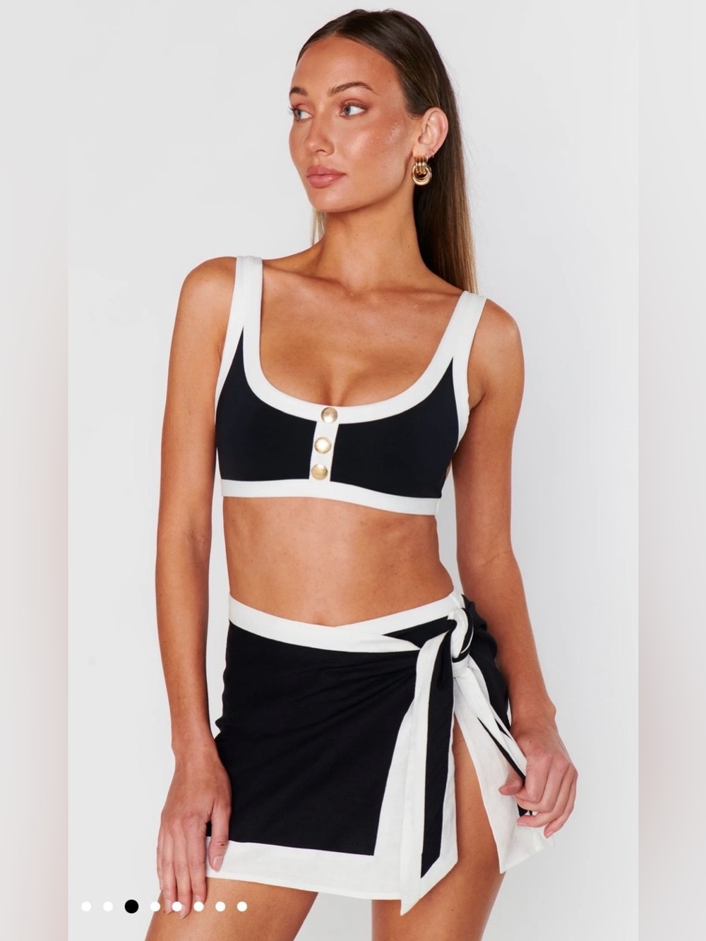 Black and White Wrap Skirt with Contrast Trim - SHOW ME YOUR MUMU